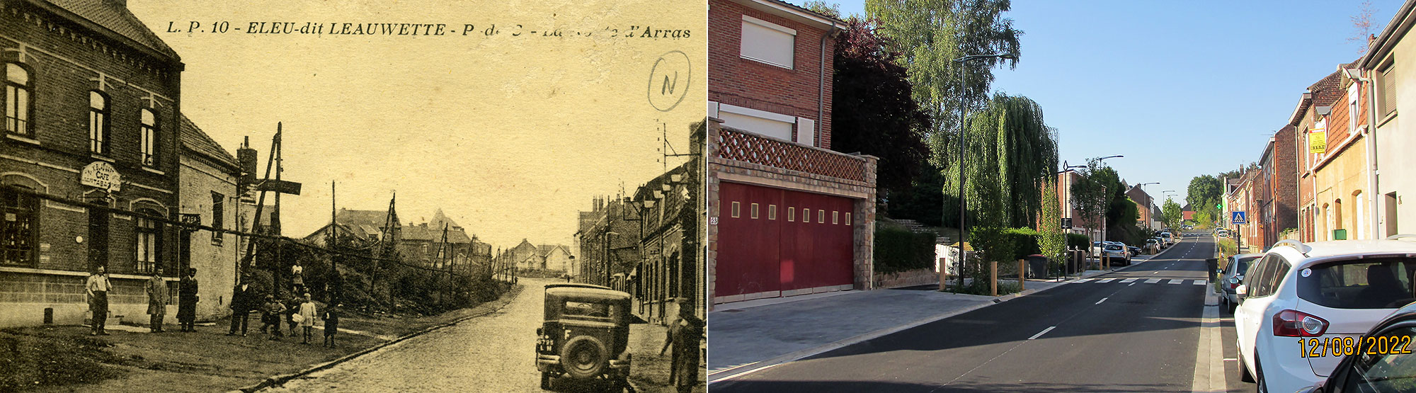 Rue Gabriel Péri vers 1930 et en 2017